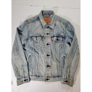 Vintage 90's Levis Denim‎ Red Tab Jean Trucker Jacket Classic Denim Distressed